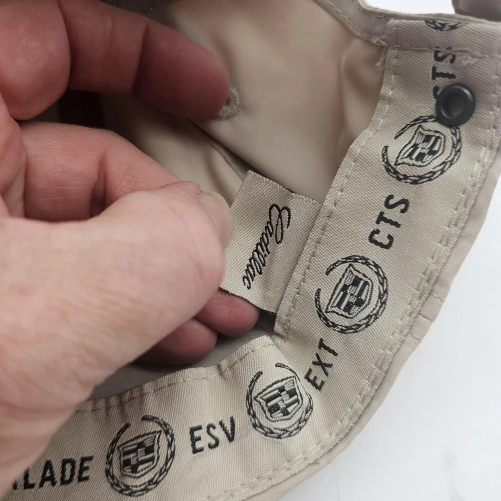Cadillac Hat Cap Strap Back Mens One Size Beige Crest Logo Car Embroidered